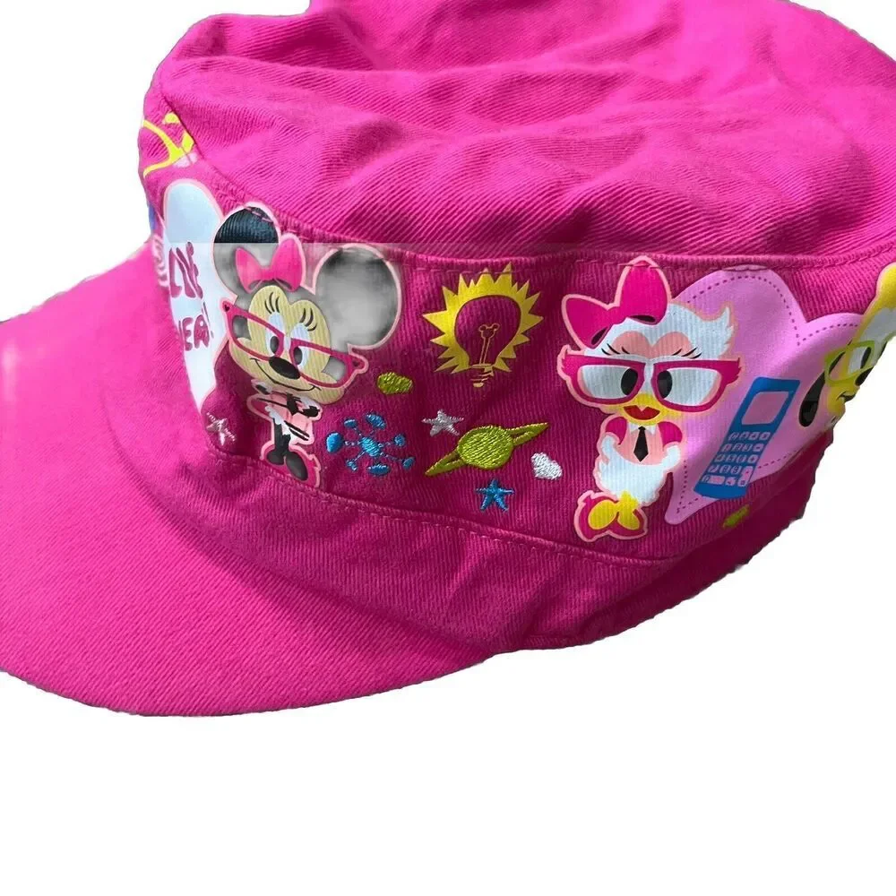 DISNEY PARKS Hat Cap Youth Adjustable Pink I Love Nerds Mickey & Friends Pink